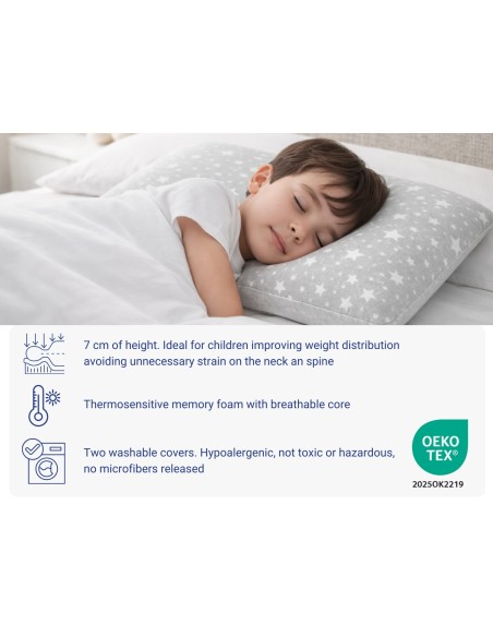 PACK 2X ALMOHADA JUVENIL 100% VISCOELÁSTICA - ALTURA 6CM